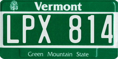 VT license plate LPX814