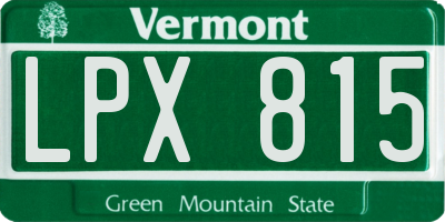 VT license plate LPX815