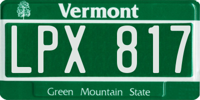 VT license plate LPX817