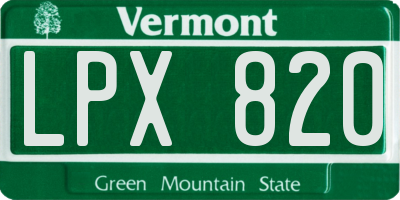 VT license plate LPX820