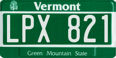 VT license plate LPX821