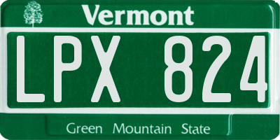 VT license plate LPX824
