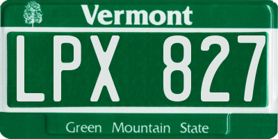 VT license plate LPX827