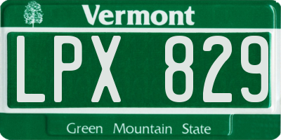 VT license plate LPX829