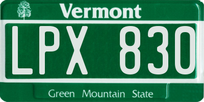 VT license plate LPX830
