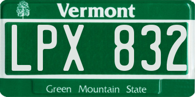 VT license plate LPX832