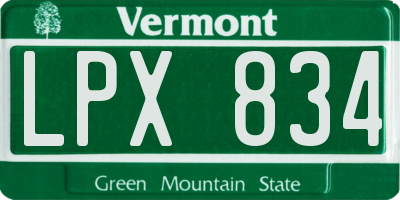 VT license plate LPX834