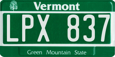 VT license plate LPX837