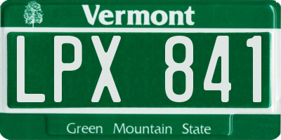VT license plate LPX841