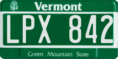 VT license plate LPX842
