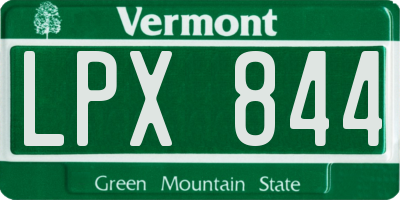 VT license plate LPX844