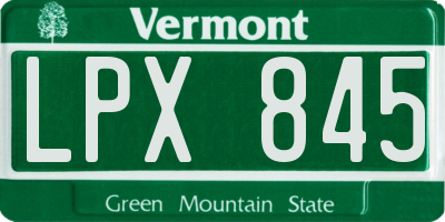 VT license plate LPX845