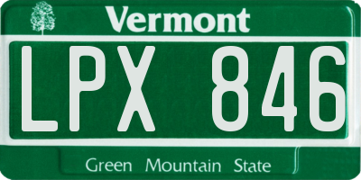 VT license plate LPX846