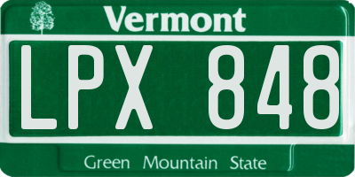 VT license plate LPX848