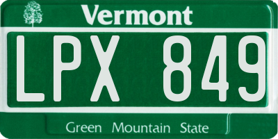 VT license plate LPX849