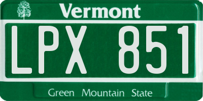 VT license plate LPX851
