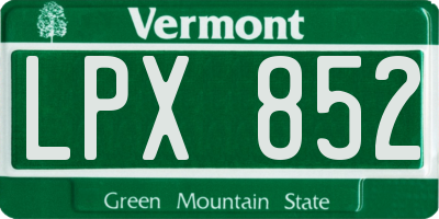 VT license plate LPX852