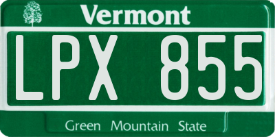 VT license plate LPX855