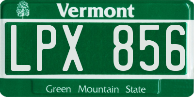VT license plate LPX856