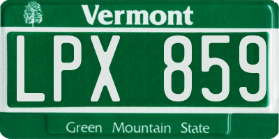 VT license plate LPX859