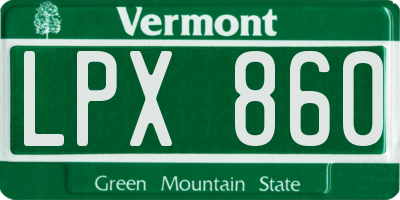 VT license plate LPX860