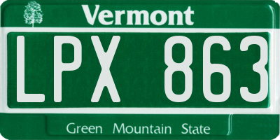 VT license plate LPX863