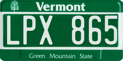 VT license plate LPX865