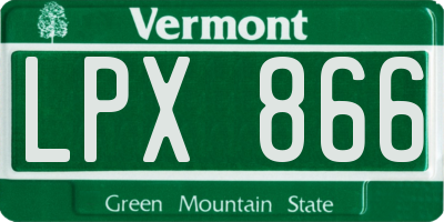 VT license plate LPX866