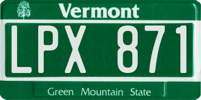 VT license plate LPX871