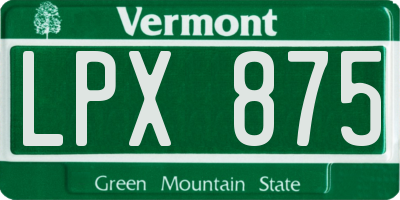 VT license plate LPX875