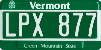 VT license plate LPX877