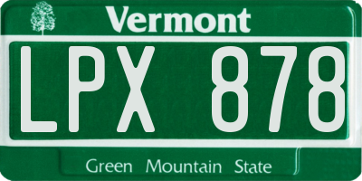 VT license plate LPX878