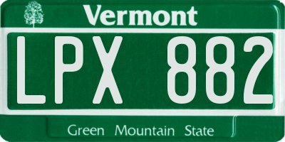 VT license plate LPX882
