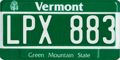 VT license plate LPX883