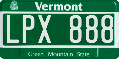 VT license plate LPX888