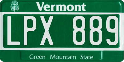 VT license plate LPX889