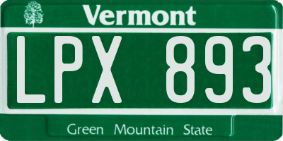 VT license plate LPX893