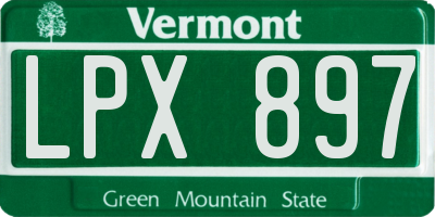 VT license plate LPX897