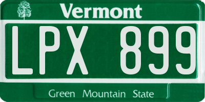 VT license plate LPX899