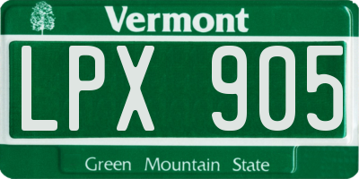 VT license plate LPX905
