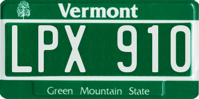 VT license plate LPX910