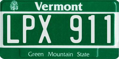 VT license plate LPX911