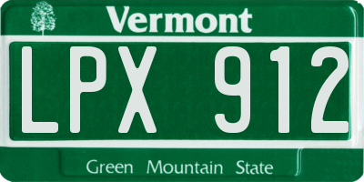 VT license plate LPX912