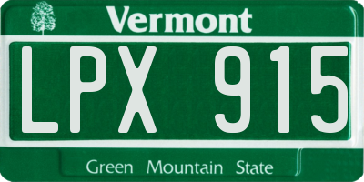 VT license plate LPX915