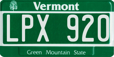 VT license plate LPX920
