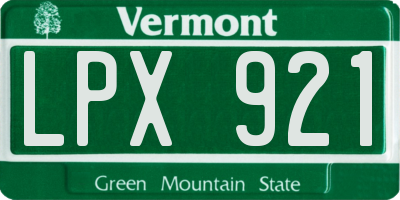 VT license plate LPX921