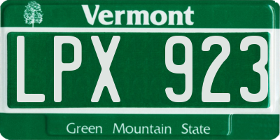 VT license plate LPX923