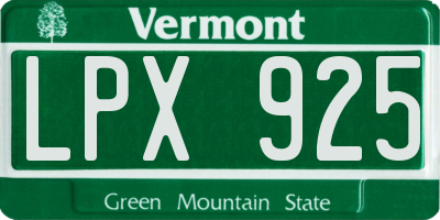 VT license plate LPX925