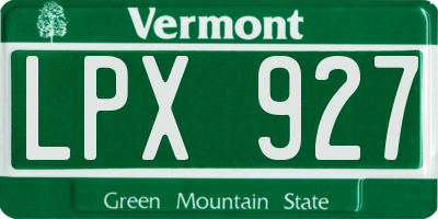 VT license plate LPX927