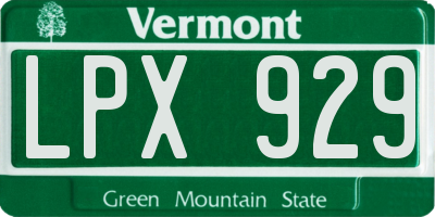 VT license plate LPX929